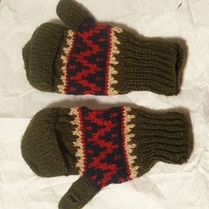 Handmade knitted winter gloves